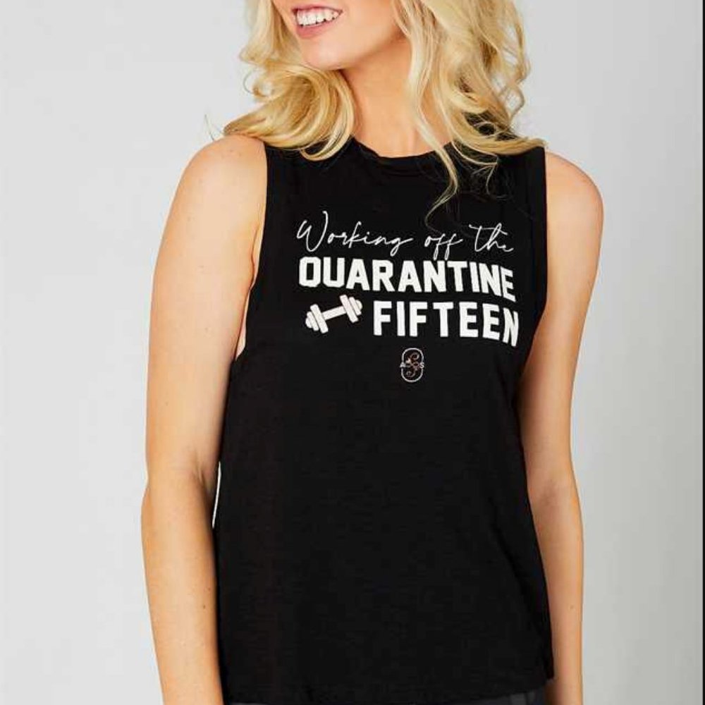 Altar'd State Quarantine Black Cotton Blend Sleeveless Gym Tank Top XS 0-2